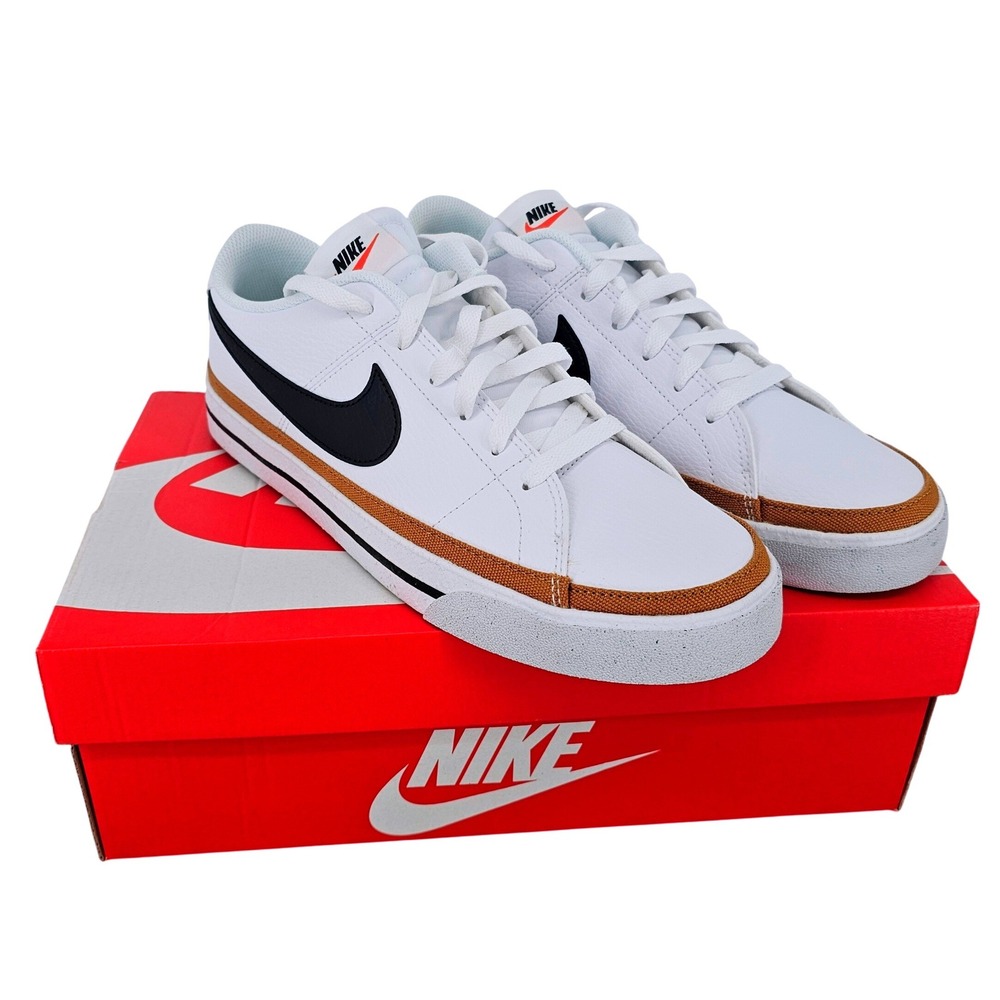 Nike Court Legacy NN White Black Desert Ochre DH3162-100‎ Mens 9.5 Womens 11